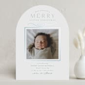 "Little Gift" - Holiday Birth Announcement Cards in Sky by Everett Paper Goods - Front