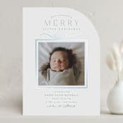 "Little Gift" - Holiday Birth Announcement Cards in Sky by Everett Paper Goods - Front