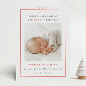 "Santa Says" - Holiday Birth Announcement Cards in Candy Cane by Maria Alou - Front