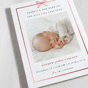 "Santa Says" - Holiday Birth Announcement Cards in Candy Cane by Maria Alou - Detail