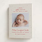 "Little Merry" - Holiday Birth Announcement Cards in Holly Berry by Megan Davis - Folded Card