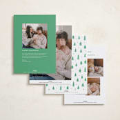 "Merry Little Trees" - Holiday Birth Announcement Cards in Icicle by Jennifer Holbrook - Back of Card Options