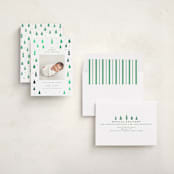 "Merry Little Trees" - Holiday Birth Announcement Cards in Icicle by Jennifer Holbrook - Assembled