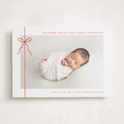 "Crisp Bow" - Holiday Birth Announcement Cards in Crisp Bow by Olivia Raufman - Front