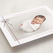 "Crisp Bow" - Holiday Birth Announcement Cards in Crisp Bow by Olivia Raufman - Detail