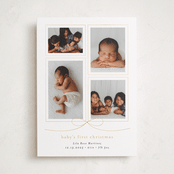 "With a bow" - Holiday Birth Announcement Cards in Ink by Blustery August - Front