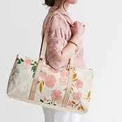 "Botanical Cascade" - Fillmore Duffle in Peony by Erin German - On Model