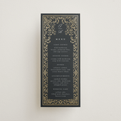 "Regency Grace" - Foil-Pressed Menus in Onyx by Ana de Sousa - Front
