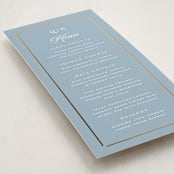 "Elegant bevel" - Foil-Pressed Menus in Dusty Blue by Stacey Meacham - Detail