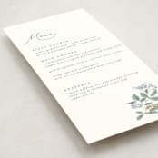 "Climbing Florals" - Foil-Pressed Menus in Sapphire by Olivia Raufman - Detail