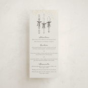 "Hand Illustrated Whimsical Chandelier" - Foil-Pressed Menus in Noir by Jackie Crawford - Front