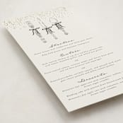 "Hand Illustrated Whimsical Chandelier" - Foil-Pressed Menus in Noir by Jackie Crawford - Detail