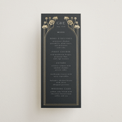 "Nouveau flowers" - Foil-Pressed Menus in Navy by Ana de Sousa - Front