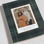 "Chic Plaid" - Holiday Cards in Blue Spruce by Kate Ahn - Detail