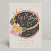 "Floral Cake" - Party Invitations in Cream by Vera Lim - Front