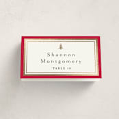 "Edged" - Foil-Pressed Party Place Cards in Poinsettia by Amy Kross - Folded with Free Guest Printing