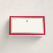 "Edged" - Foil-Pressed Party Place Cards in Poinsettia by Amy Kross - Blank Front