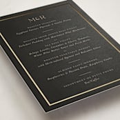 "Timeless Charm" - Foil-Pressed Party Menus in Charcoal by Lucrecia Caporale - Detail