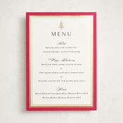 "Edged" - Foil-Pressed Party Menus in Poinsettia by Amy Kross - Front