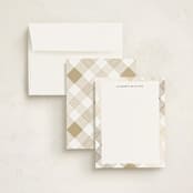 "Stitched Plaid" - Personalized Stationery Cards in Cotton by Paula Pecevich - Assembled