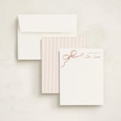 "A Little Bow" - Personalized Stationery Cards in Blush by Paper Raven Co. - Assembled