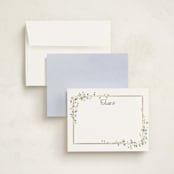 "Flowering Vine" - Personalized Stationery Cards in Bluebell by Everett Paper Goods - Assembled