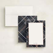 "shimmering tartan" - Personalized Stationery Cards in Midnight by Rebecca Durflinger - Assembled