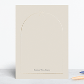 "Arching Bow" - Personalized Stationery Cards in Creampuff by Carolyn MacLaren - Front