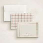 "Sketched plaid frame" - Personalized Stationery Cards in Ivory by Stacey Meacham - Assembled