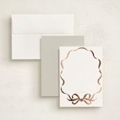 "Rustic Bow" - Personalized Stationery Cards in Mist by Jackie Crawford - Assembled