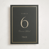 "Timeless Charm" - Foil-Pressed Party Table Numbers in Charcoal by Lucrecia Caporale - Front
