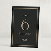 "Timeless Charm" - Foil-Pressed Party Table Numbers in Charcoal by Lucrecia Caporale - Folded