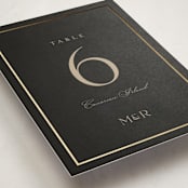 "Timeless Charm" - Foil-Pressed Party Table Numbers in Charcoal by Lucrecia Caporale - Detail