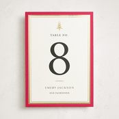 "Edged" - Foil-Pressed Party Table Numbers in Poinsettia by Amy Kross - Front