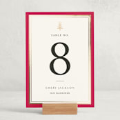 "Edged" - Foil-Pressed Party Table Numbers in Poinsettia by Amy Kross - Displayed (stand not included)