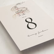 "Sparkling Champagne Tower" - Foil-Pressed Party Table Numbers in Petal by Jackie Crawford - Detail