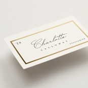 "Regal Frame" - Foil-Pressed Place Cards - Vegetarian in Ivory by Lucrecia Caporale - Detail