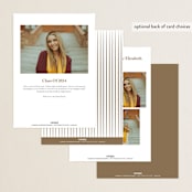"Pansy" - Graduation Party Invitations in Latte by Deynaaz Daraei - Back of Card Options