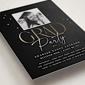 "Classic Grad Party" - Graduation Party Invitations in Onyx by Hooray Creative - Detail