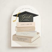 "Book Stack" - Graduation Party Invitations in Ash by Susan Zinader - Front