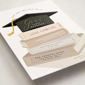 "Book Stack" - Graduation Party Invitations in Ash by Susan Zinader - Detail