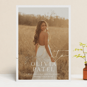 "Graduate Script" - Graduation Announcements in Snow by Sarah Curry - Front
