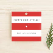 "Disney Mickey Bright Stripes" - Gift Tags in Crimson by Jill Means - Front