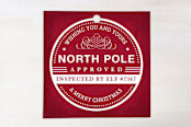 "North Pole Approved" - Gift Tags in Crimson by Kristen Smith - Front