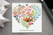"Red Fox" - Gift Tags in Carnation Pink by Shannon Chen of Four Wet Feet Studio - Front