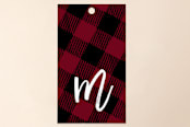 "Painterly Plaid" - Gift Tags in Crimson by Sarah Brown - Front