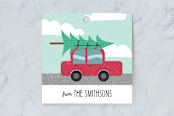 "Travelling Christmas Tree" - Gift Tags in Holly by Rebecca Humphreys - Front