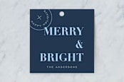 "Holiday Seal" - Gift Tags in Denim by Joyce Pinheiro - Front