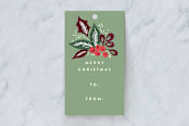 "Pine Branch Berries" - Gift Tags in Leaf by Alethea and Ruth - Front