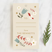 "Good Tidings" - Gift Tags in Charcoal by Kiley Bennett - Front